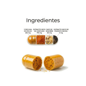 Ingredientes naturales de cúrcuma, jengibre y pimienta negra para recuperación y bienestar diario