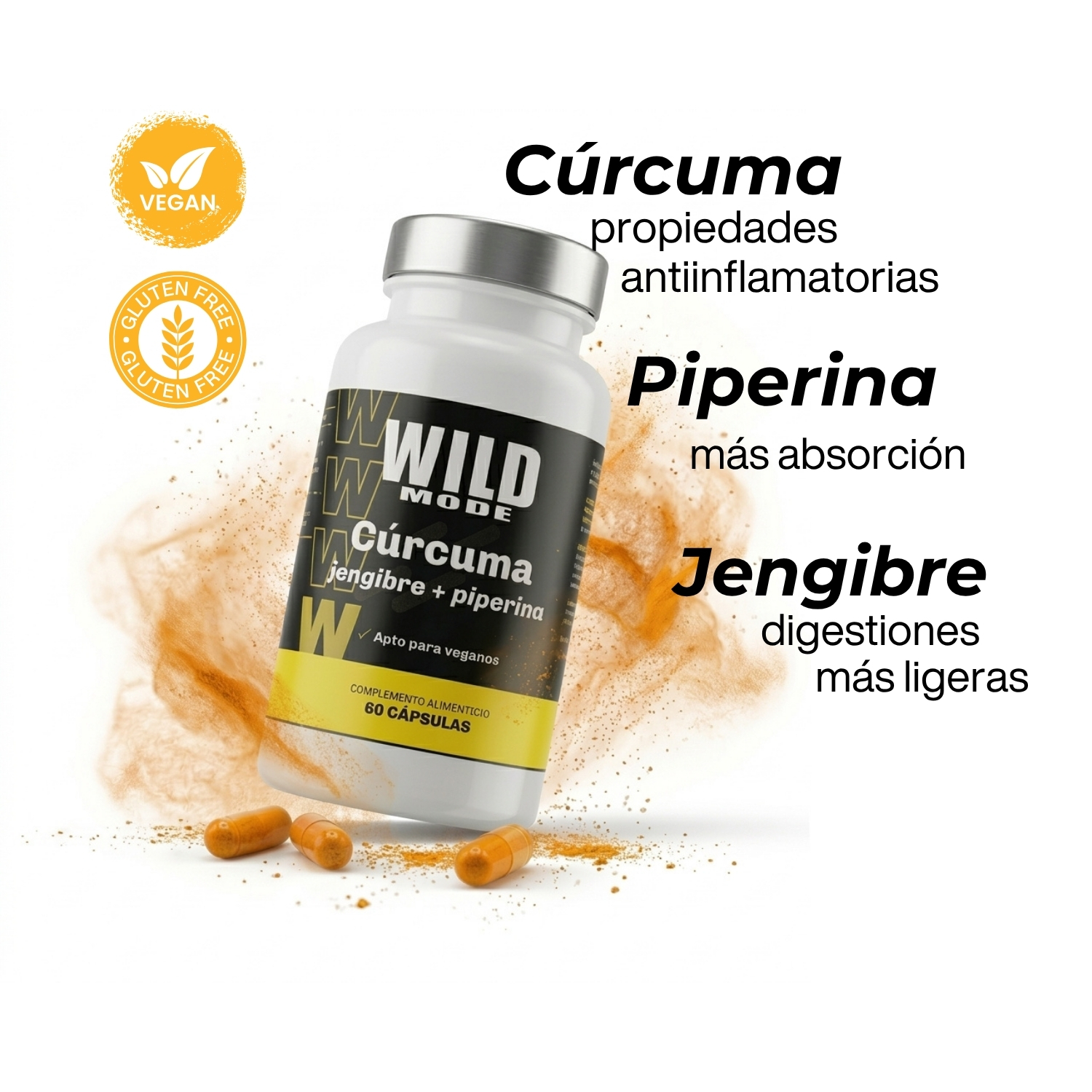 Propiedades de la cúrcuma con jengibre y pimienta negra para recuperación y bienestar diario